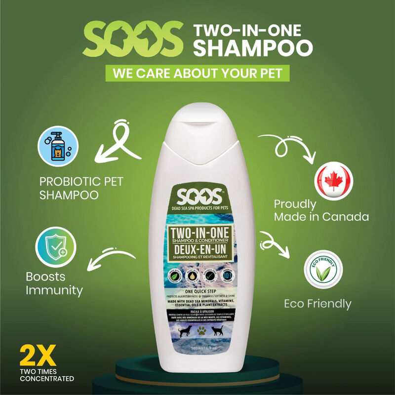 Soos Pets, Two-In-One Pet Shampoo & Conditioner - 500ML image number null